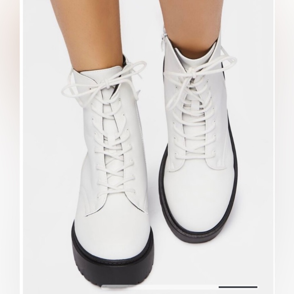 Faux Leather combat boots.